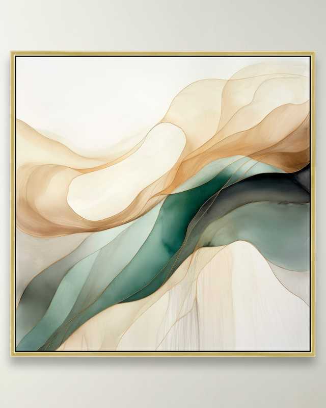 "Guilded Greens 1" Framed Giclee